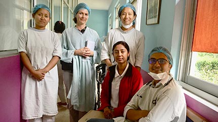Dr. Asim Shrestha and his team prepare to counsel NICU parents, with Prof. Brunson (Nepal)